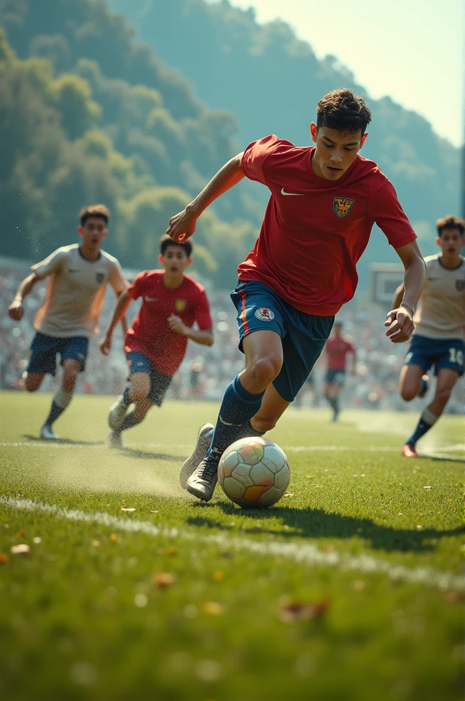 20 year old boys playing football in a championship but not in a stadium 