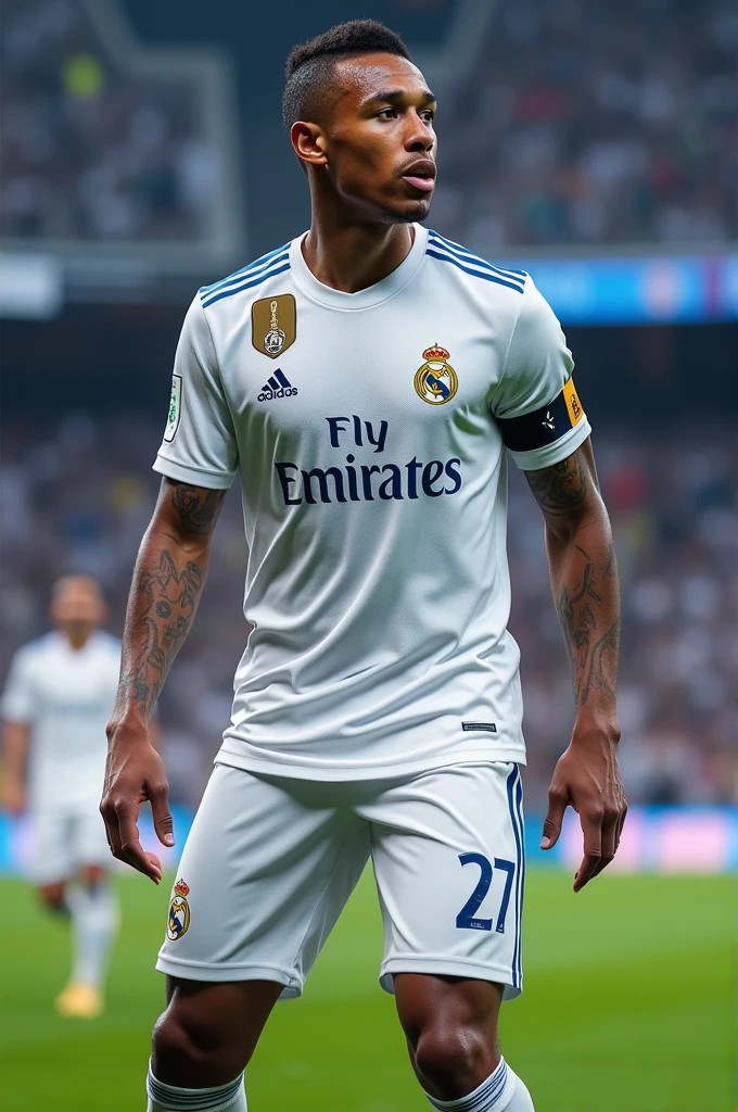 Mbappe with Real Madrid shirt number 27 name Xavi