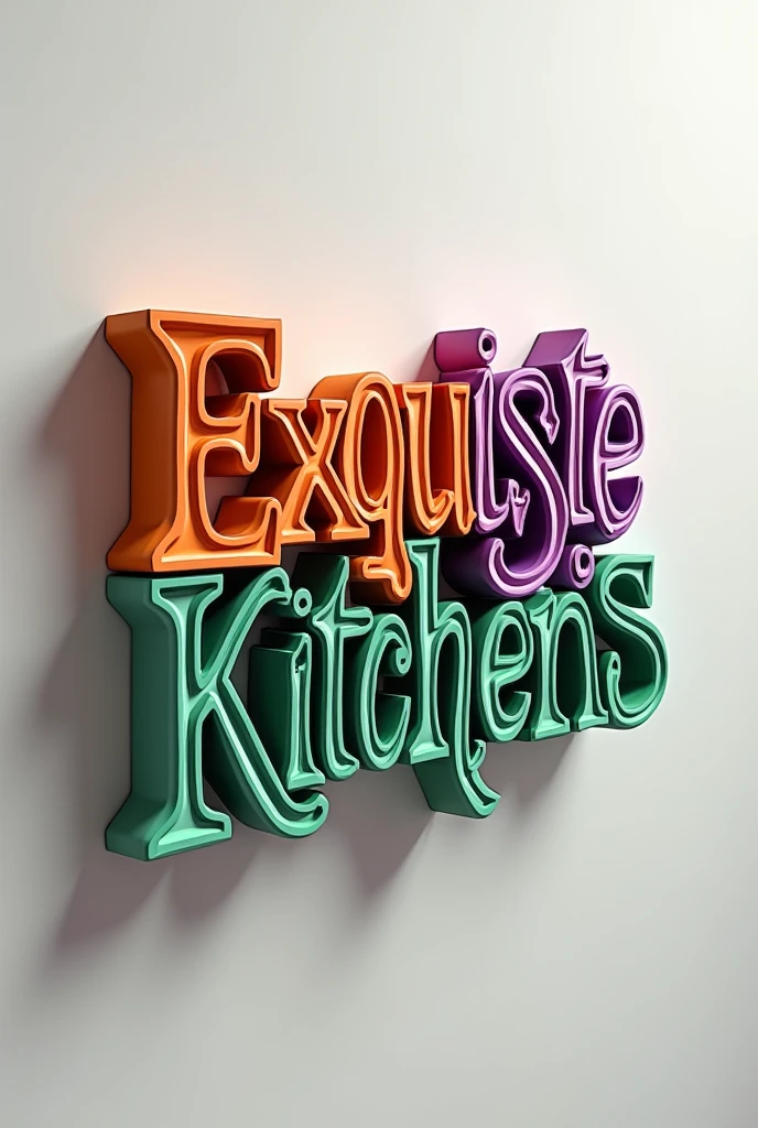 3D Logo Witten exquisite kitchens with orange, purple and green colours

