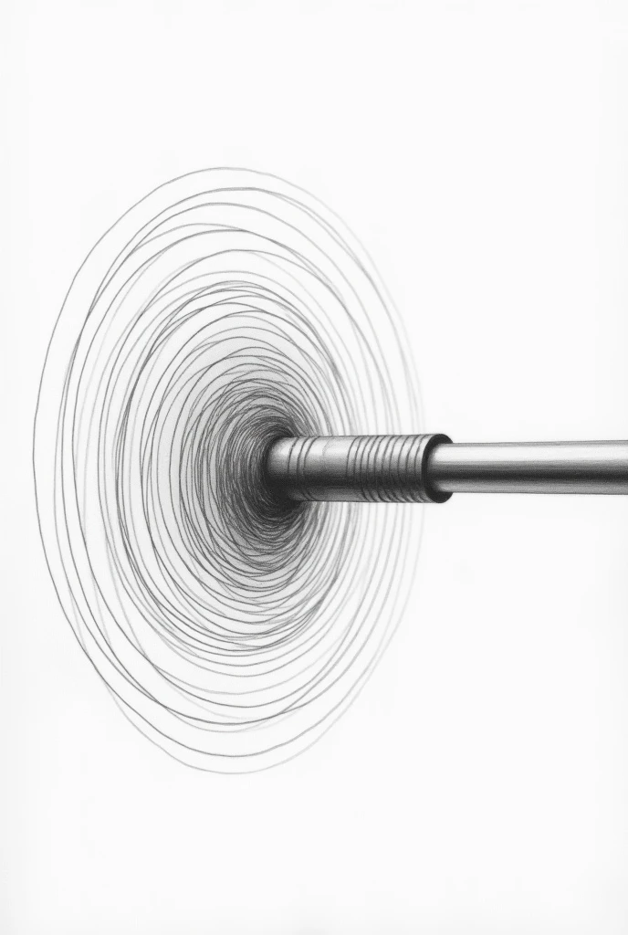 Magnetic field lines coming out of a conducting wire in a pencil drawing for presentation