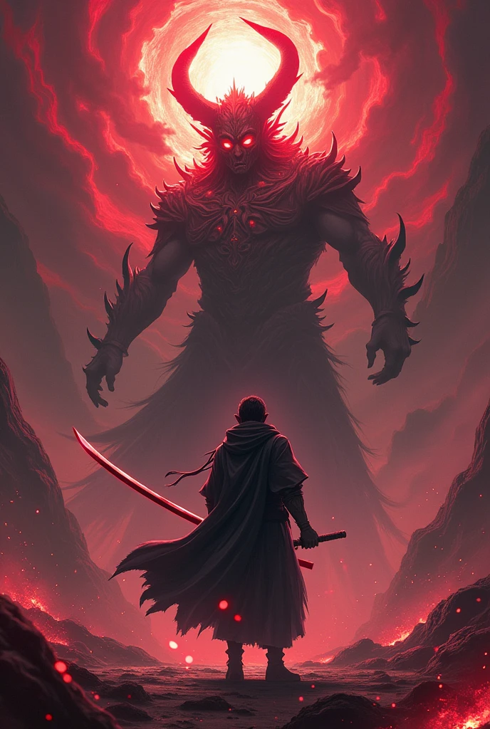 Satoru Gojo with a sword in Sukuna's domain expansion fighting him