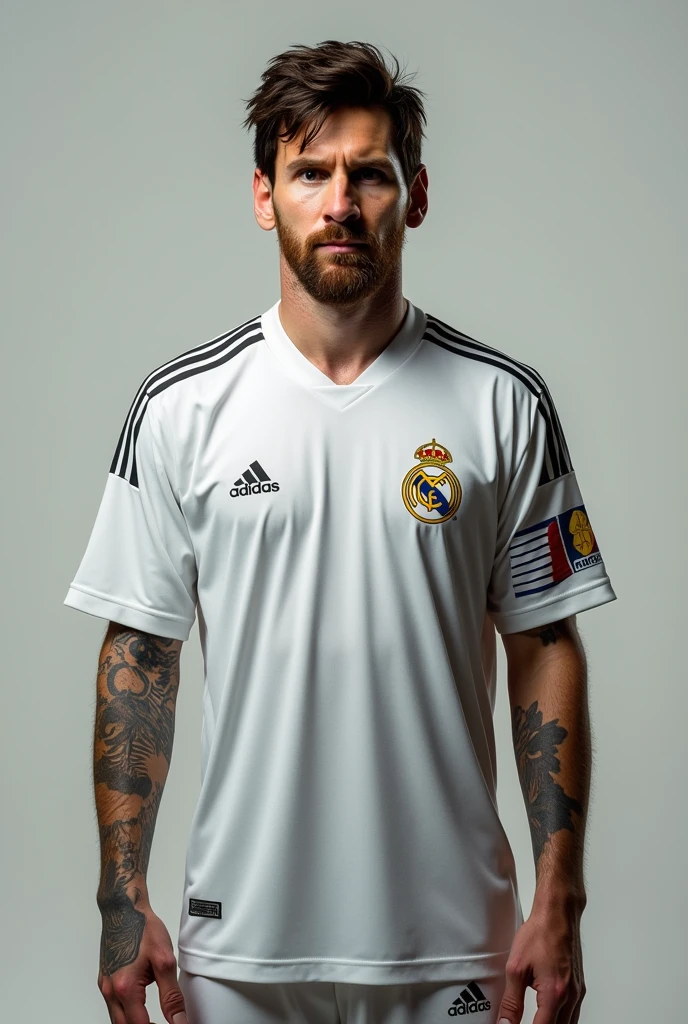 Leonel Messi with the Real Madrid shirt