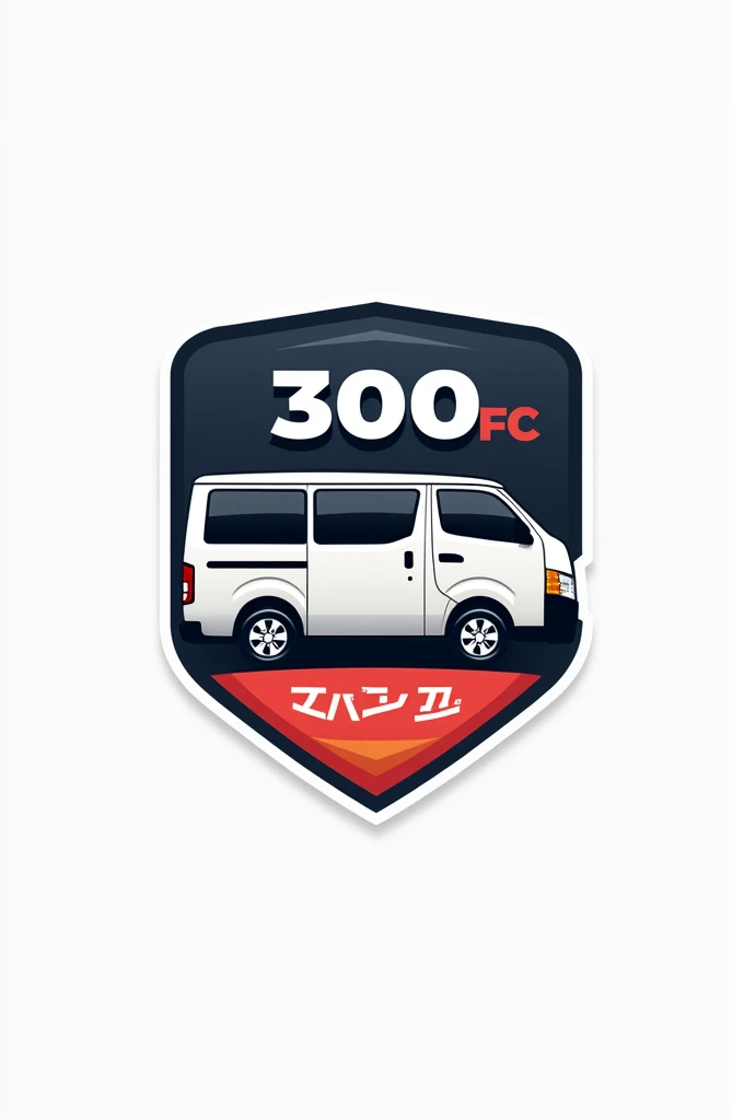 Soccer team logo where it says 300 FC and has a public transport car as an image (urvan Nissan) 