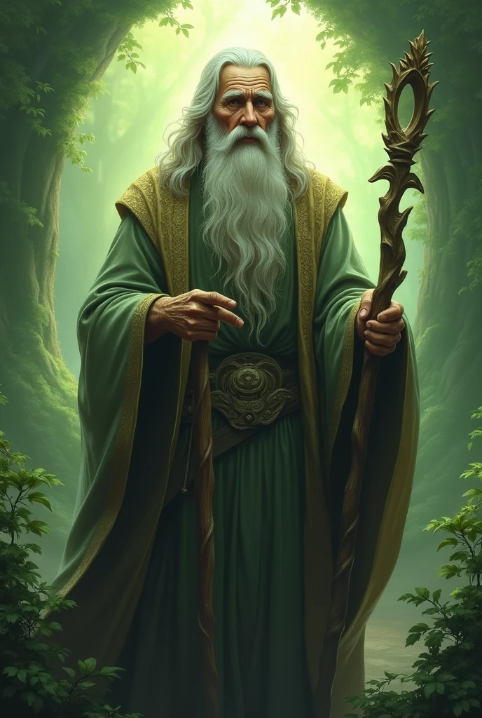 Image of an elder according to what is written in the book of revelation. na cor verde