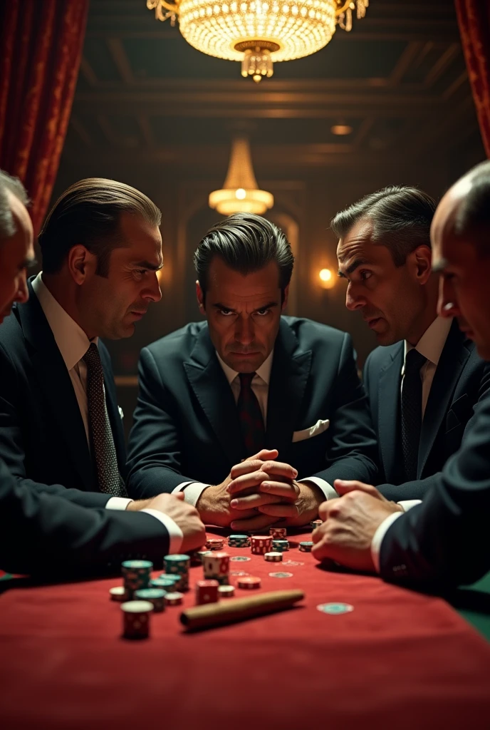Create a photo of mobsters in the casino
