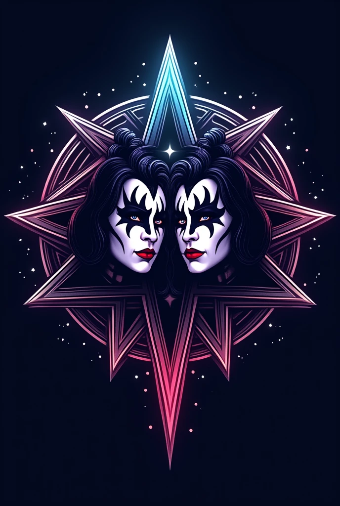 Logo for a music band based on the kiss and star concept