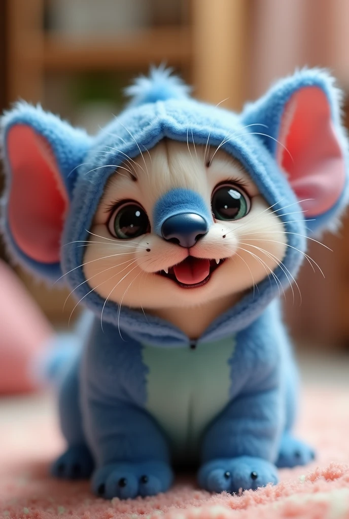 i want a cat with a custome of stitch, and i want very cute