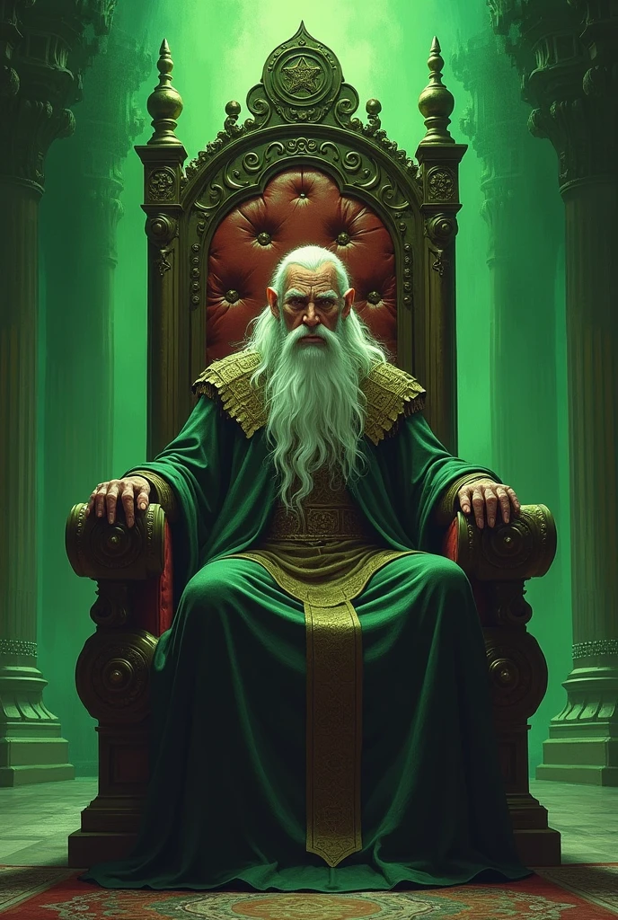 Elder on throne with green color