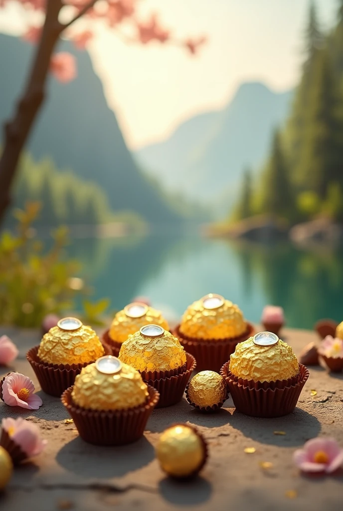 using ferrero rocher candy and a beautiful background