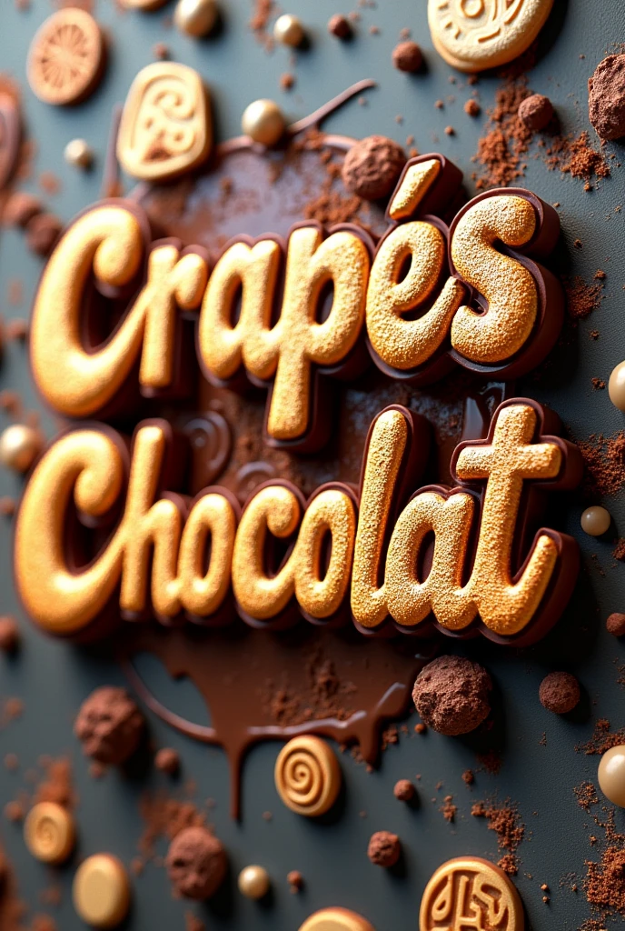 crepes chocolat 3D typography, photo, typography, vibrantv0.1, graffiti, illustration, photo, product, good, 3d render, typography