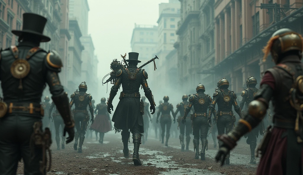 a zombie apocalypse in a steampunk world