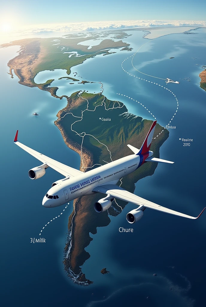 Show me the route of a plane leaving Chile bound for São Paulo in Brazil