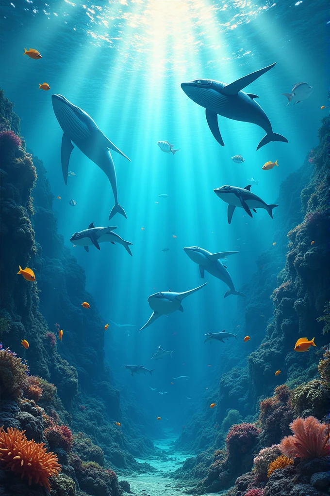 A world full of water and deep sea creatures