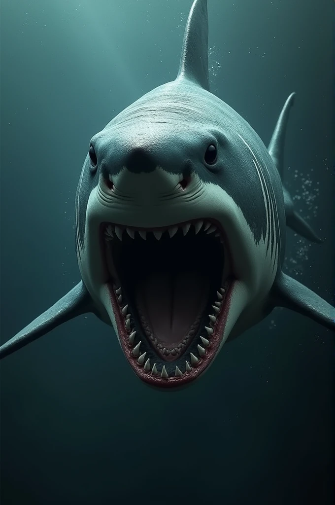 Bad and angry white shark
