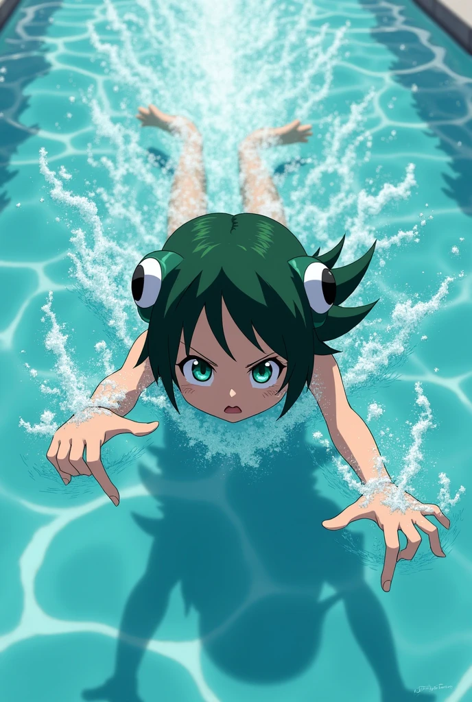 Make me sutyu asui from my hero academia swimming frontwards