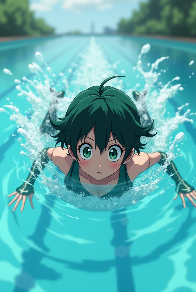 Make me sutyu asui from my hero academia swimming frontwards