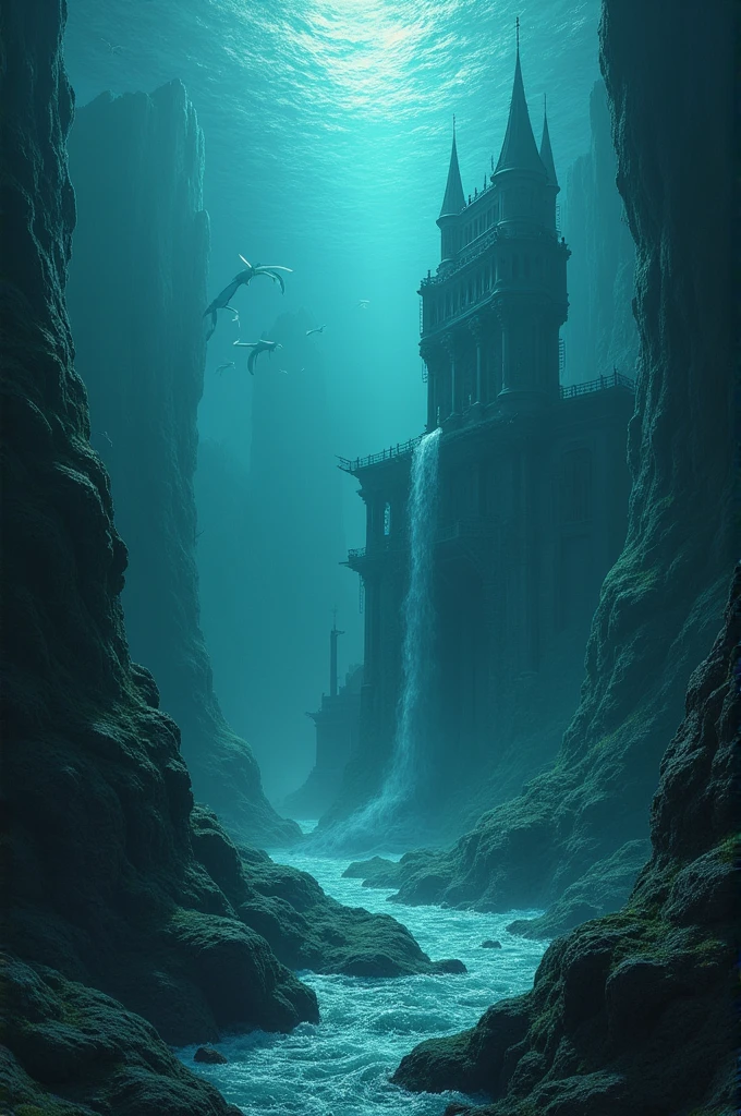 A dark fantasy world full of water and fantastic creatures