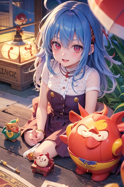 carnival, Friendly, Zaako♡, Goblin Woman, masterpiece, Tengu, (Fortuneteller: 0.8), (sleepy: 0.8), Intimate, (anime: 1.2), Stocky, Happy, Angelic French doll, Shirt dress, Kutsushita, yu-gi-oh, Wet Hair, Receiving the wind,Messy hair
