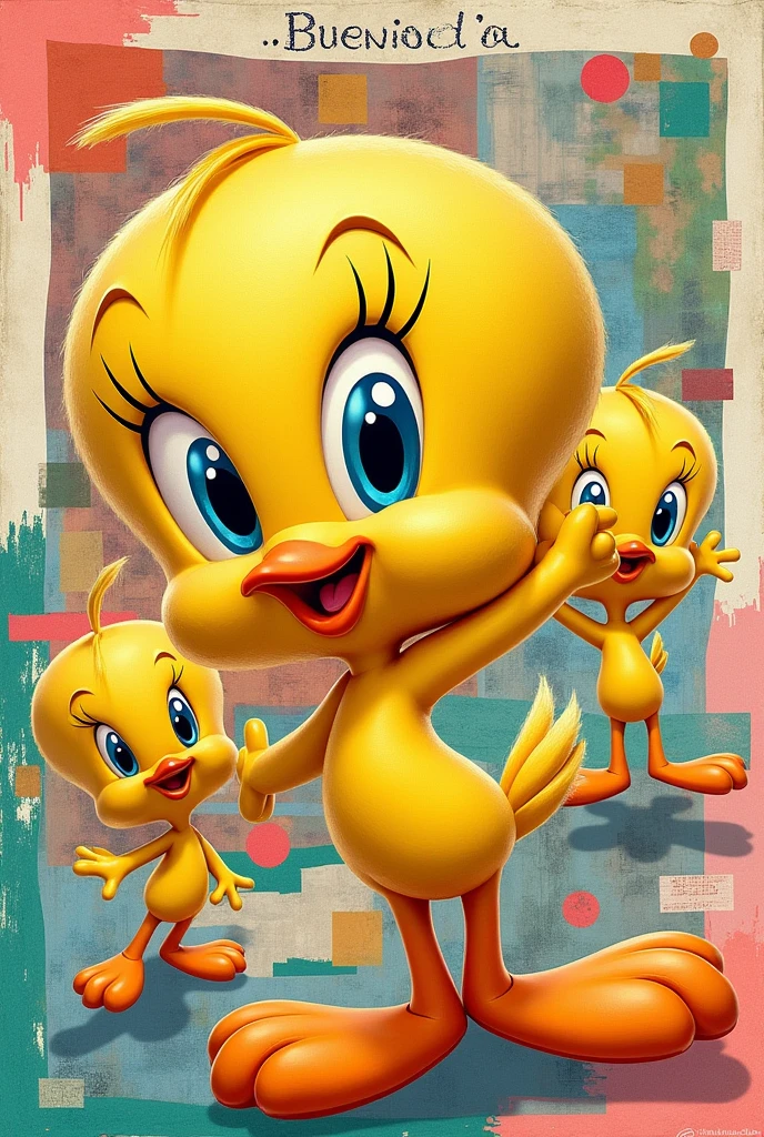 Piolin collage saying Buenos días 