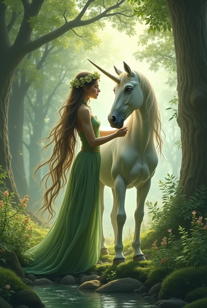 Nature elf with unicorn