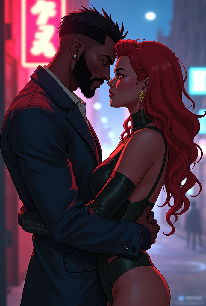 I Wanna Feel: African-American versions of Gambit and Rogue of the X-Men in the romantic feel of "I can't Get enough, you give me a rush, I want to feel you, let me feel all on you!" In a hyper realistic anime style --ar 9:16