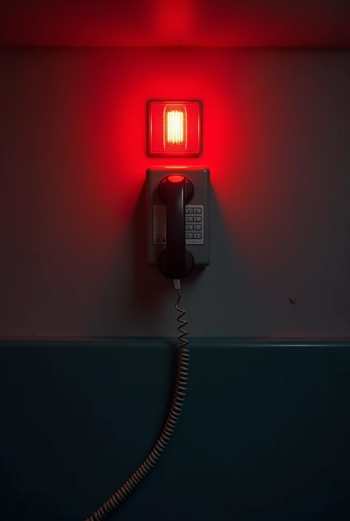 Urgent call wall phone in a room with a red light of an emergency room. without any person.