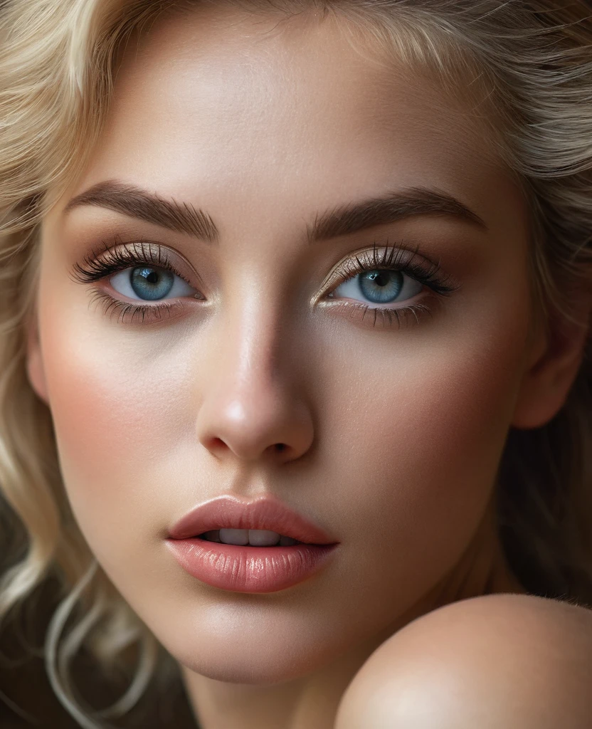 a sexy blonde nude woman, beautiful detailed eyes, beautiful detailed lips, extremely detailed eyes and face, long eyelashes, beautiful nude female figure, sensual pose, graceful, elegant, serene, soft lighting, natural skin tones, glowing skin, ethereal, photorealistic, high quality, hyper detailed, cinematic lighting, dramatic contrast, intricate details, masterfully painted, oil painting, intricate brushstrokes, vibrant colors, dramatic lighting