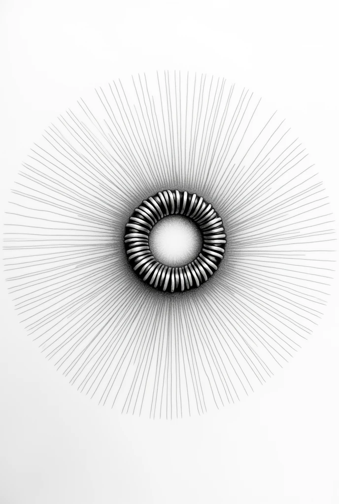 pencil drawing of lines of force around a magnetic coil