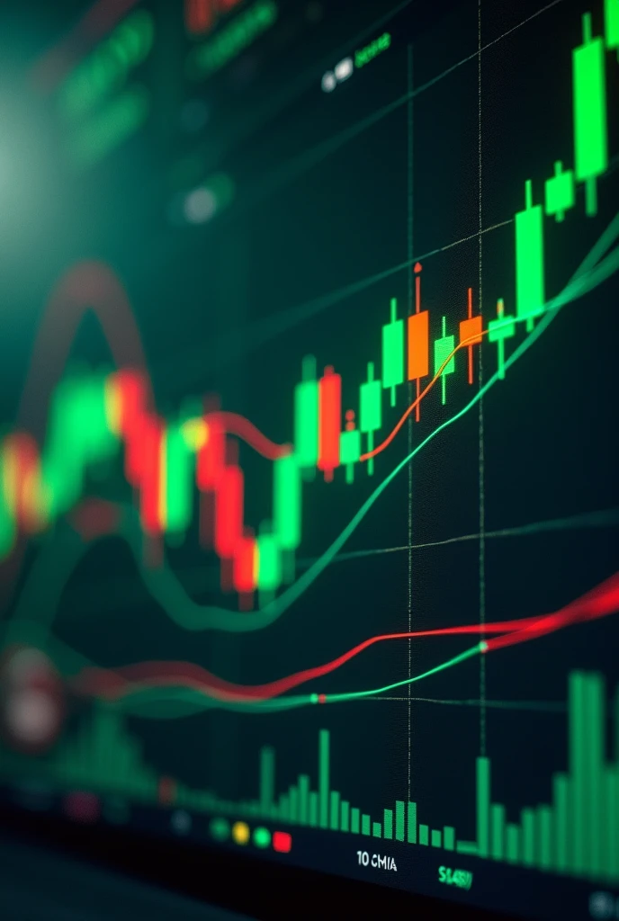 Green and red candlestick charts with an inspiring background that says YOU TRADER