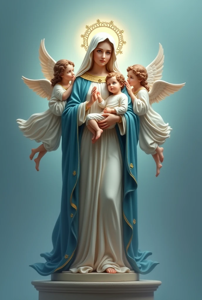 OUR LADY OF PERPETUAL HELP BLUE BACKGROUND, with angels
