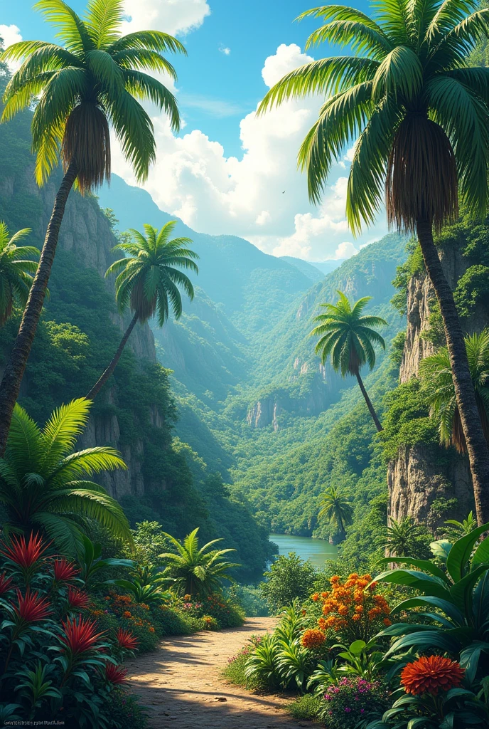 A drawing of a landscape in which most of Brazil is in the tropical zone, where the differences between seasons are less noticeable. ainda assim, brightness changes, average temperatures and precipitation throughout the seasons change the appearance of the landscape