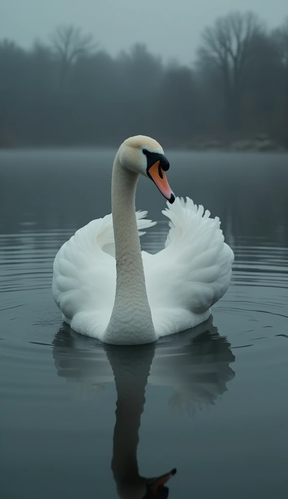 A beautiful, detailed swan swimming gracefully in the water, majestic and serene, (best quality,4k,8k,highres,masterpiece:1.2),ultra-detailed,(realistic,photorealistic,photo-realistic:1.37),extremely detailed swan, intricate feathers, stunning reflections in the water, serene lake, dramatic lighting, dramatic atmosphere, cinematic, muted color palette, moody