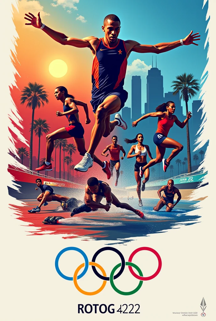 I need a promotional poster for the 2028 Olympic Games in Los Angeles, United States