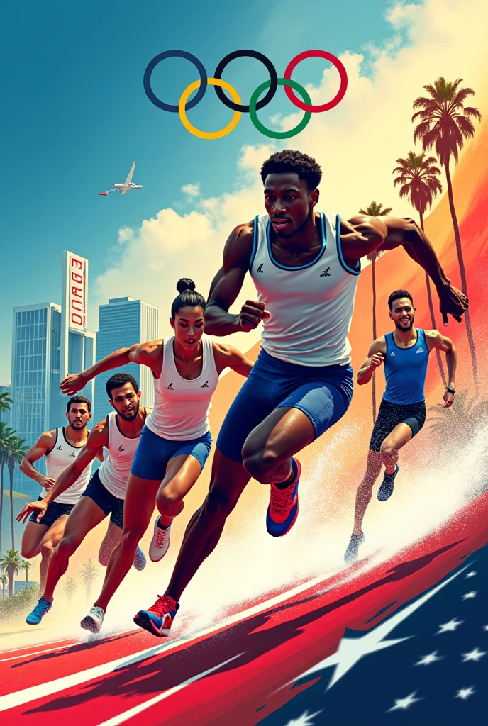 I need a promotional poster for the 2028 Olympic Games in Los Angeles, United States