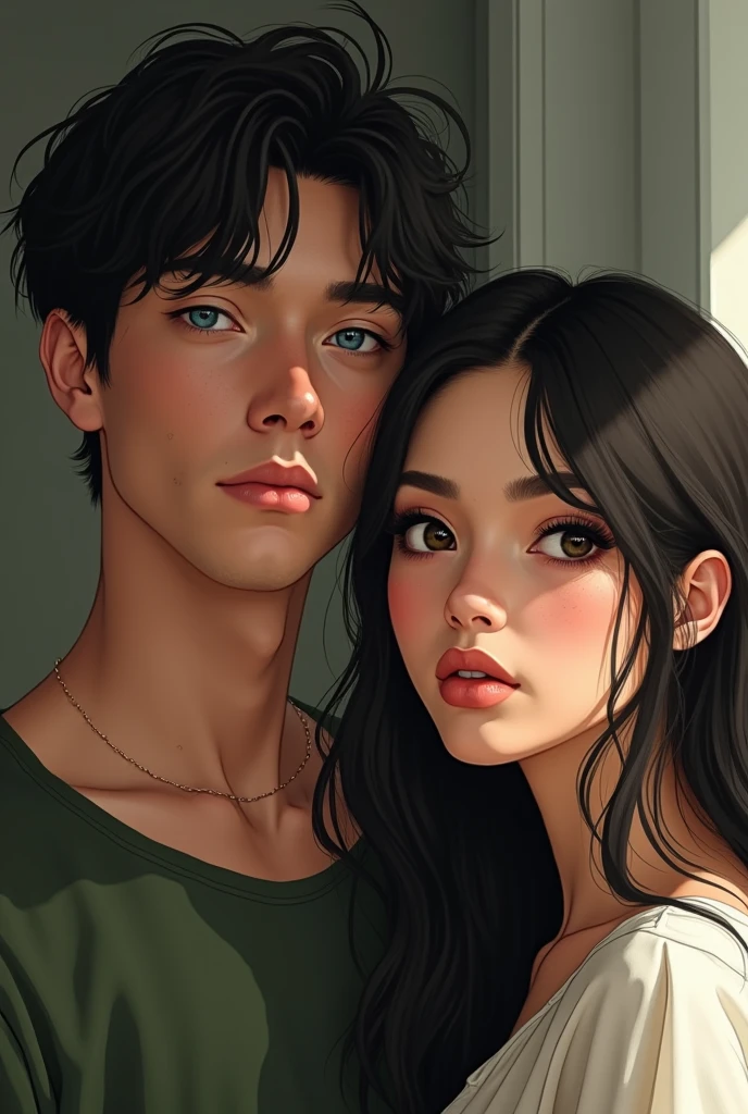Kyrian is 22, the same as Miriam. He has heterochromia, one eye is blue and the other is green. , dark hair and is tall. And Miriam has black eyes and hair and is also light-skinned like Kyrian., It is low but not that much