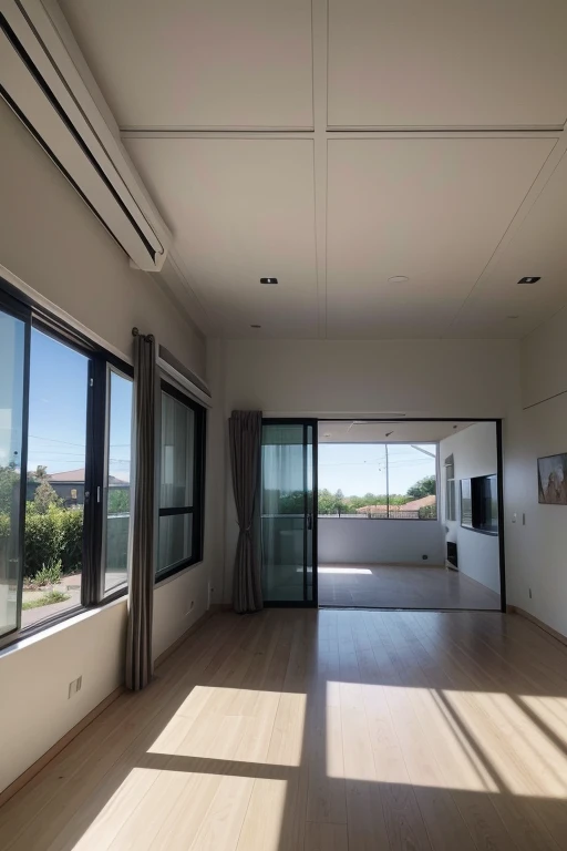 modern single-story residential house of 150m² with ceiling, good cost benefit. rendered image, realisitic. show: gourmet area. General image of the house with many details.