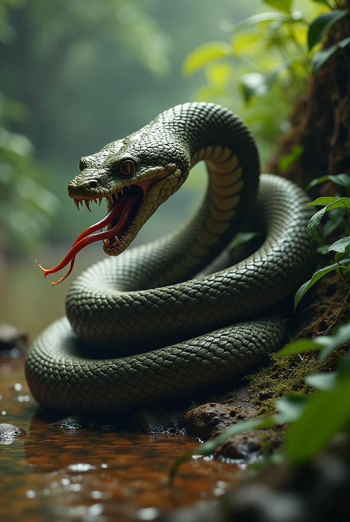 Snake eating breakfast 