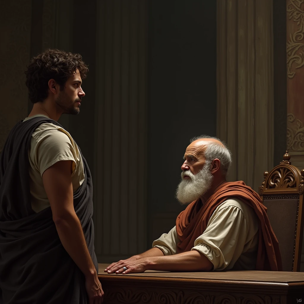 " Plato watching the execution of Socrates" ,realistic image