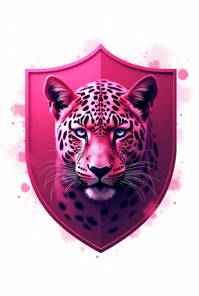 Pink leopard shield on white background