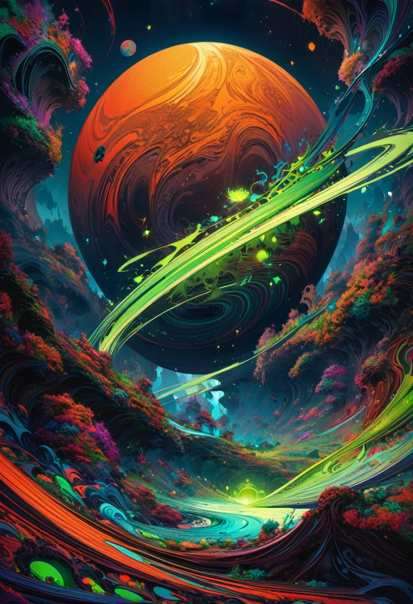 A dark and gloomy planet icon with green energy, like magic all around, intricate textures, digital art, matte painting style, deep saturated colors