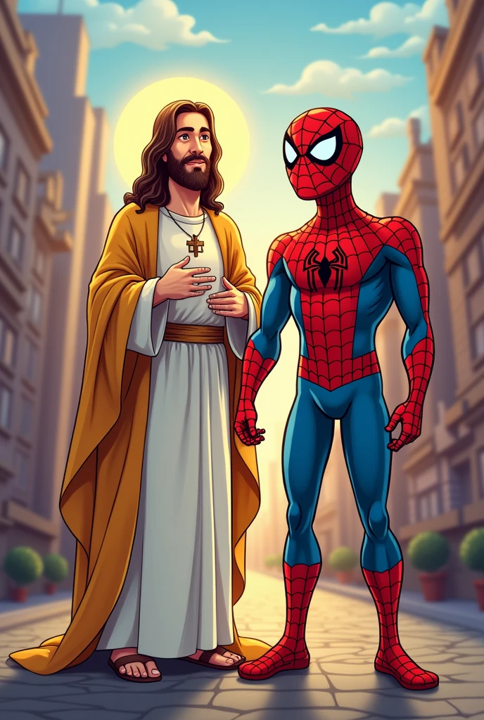 Make me Jesus with Spiderman in cartoon format