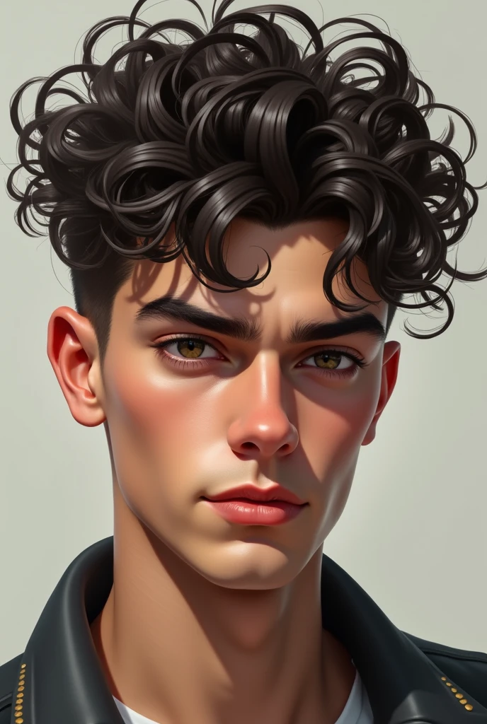 Curly and spiky haired guy photorealism