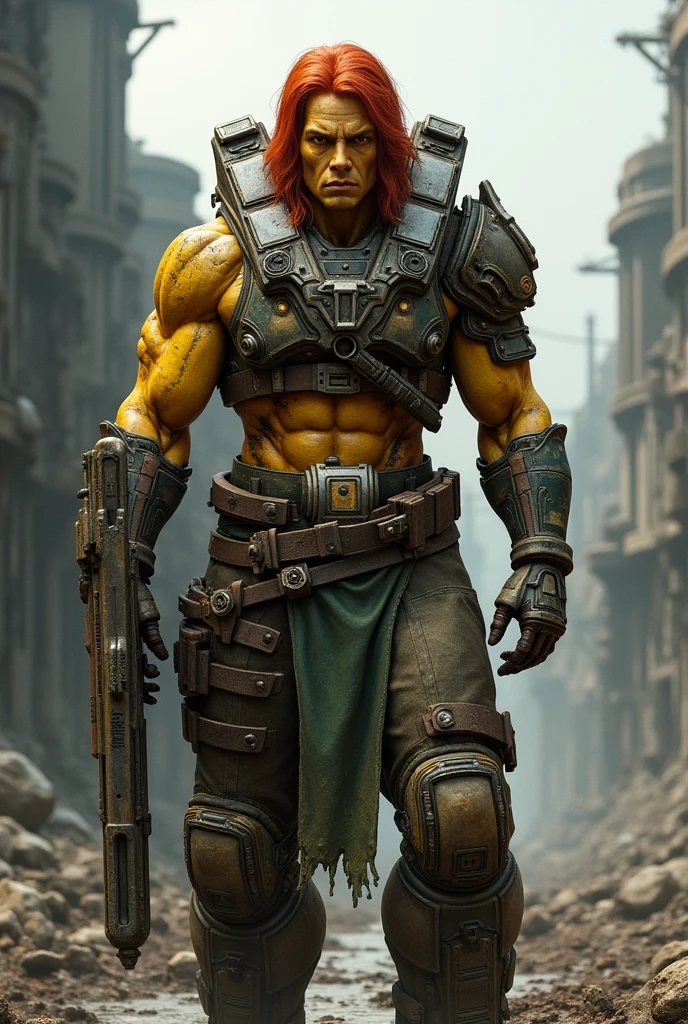 a character named sherman who is yellow-orange and comes from a planet of warriors who has red hair gears of war