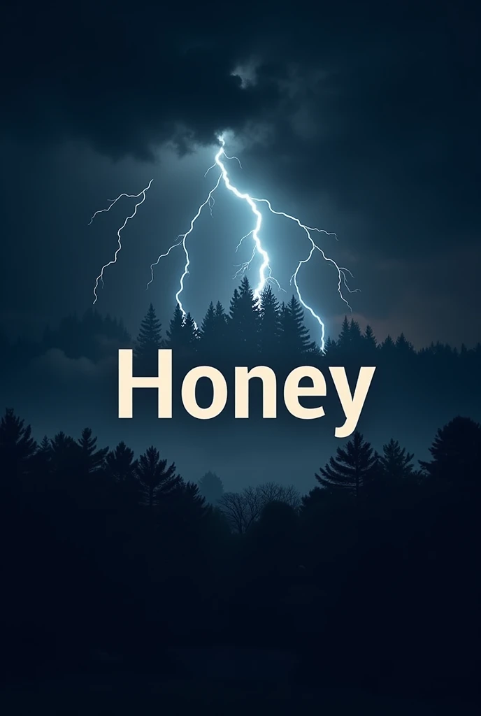 Create a professional and unique logo with the name 'Honey'. Include a thunderstorm in the background to add a dynamic and powerful effect to the image