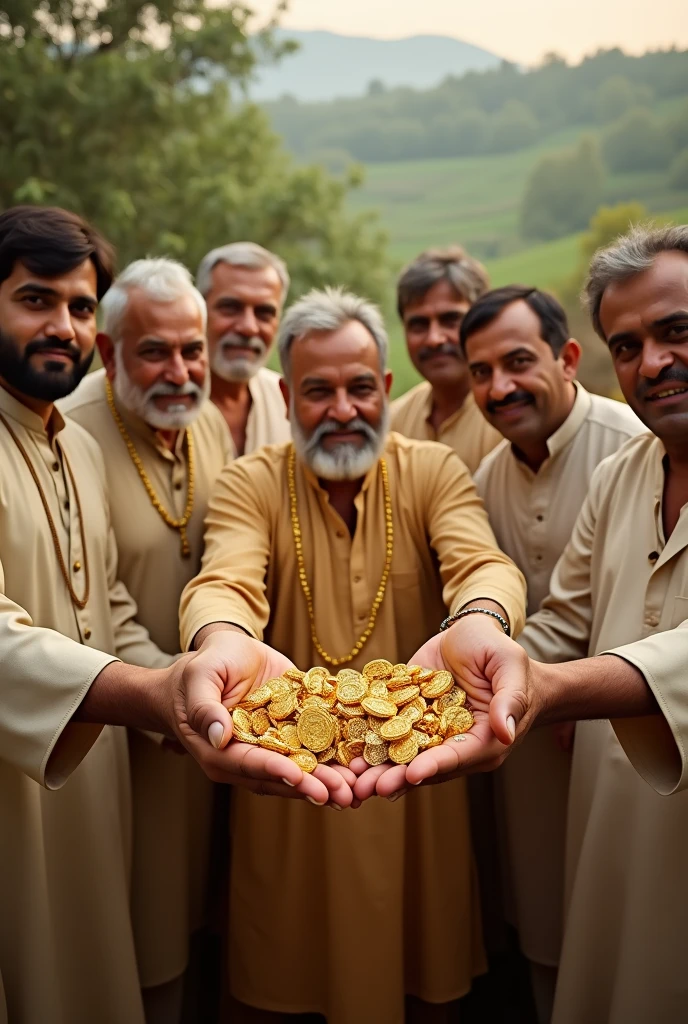 Pakistani men having gold in hand