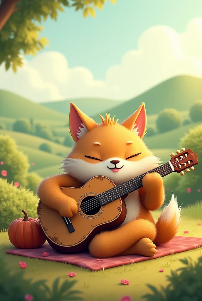 lazy guitar playing mascot