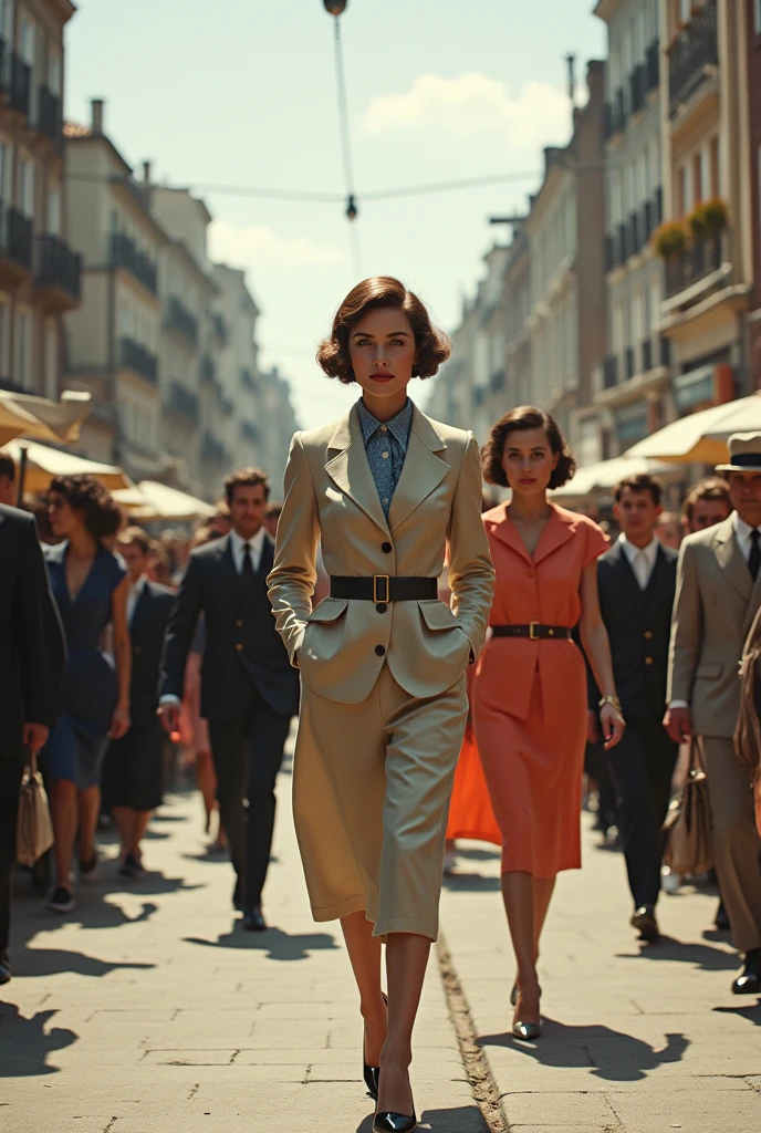 Create an image about "the transformation of fashion during and after the second world war