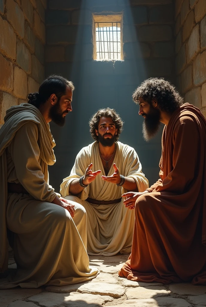 Biblical character Joseph interpreting the dreams of two prisoners in prison 