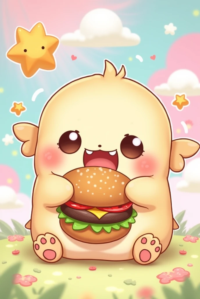 Hamburger eating kawaii wing