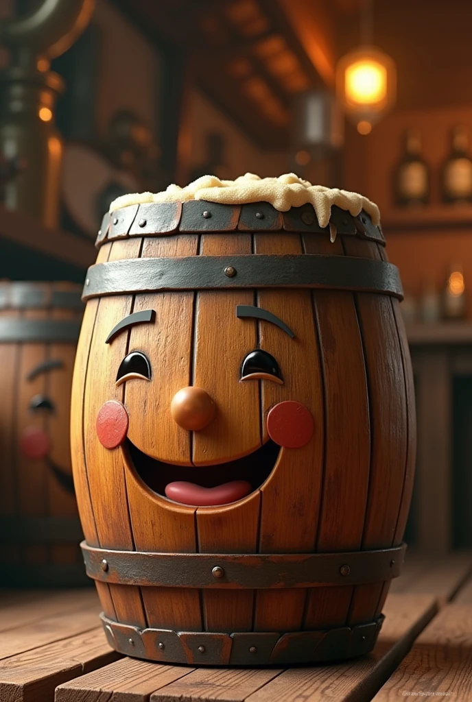 A 5l beer barrel that has a smile and speaks in a friendly manner. He can share stories about the different drinks available and the traditions behind each one..